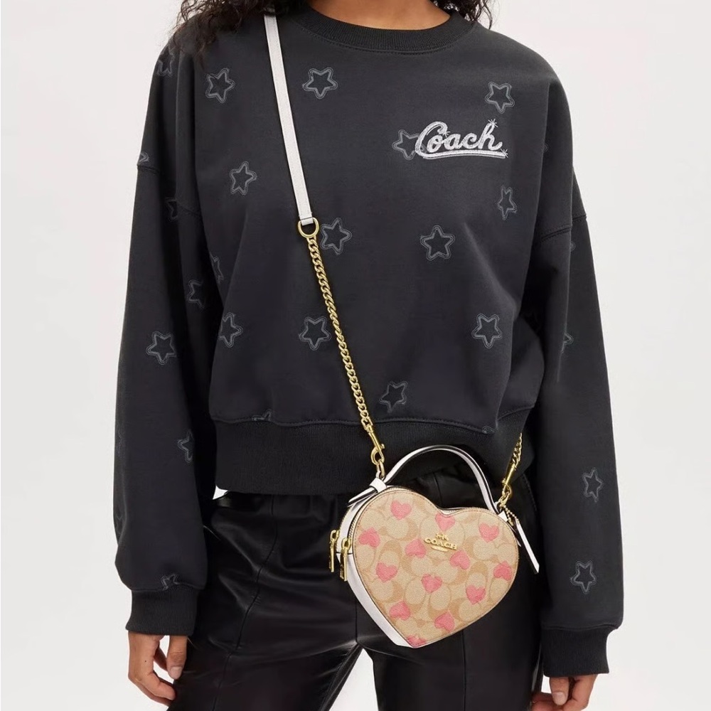 NWT! Coach Heart Crossbody Signature Canvas Heart Print CP021 - Picture 8 of 9